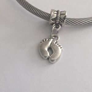 Silver Baby Feet‎ Charm Bracelet